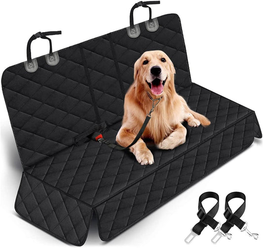 Yuntec Waterproof Dog Car Seat Cover - Non-Slip Back Seat Protector for Cars, Trucks & SUVs - Perfect Fit with Middle Armrest - Stylish Black Design
